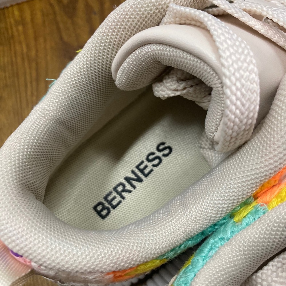 BERNESS Women's Crochet Patchwork‎ Platform Sneakers Cream Multi Color Size 7 - Picture 9 of 10